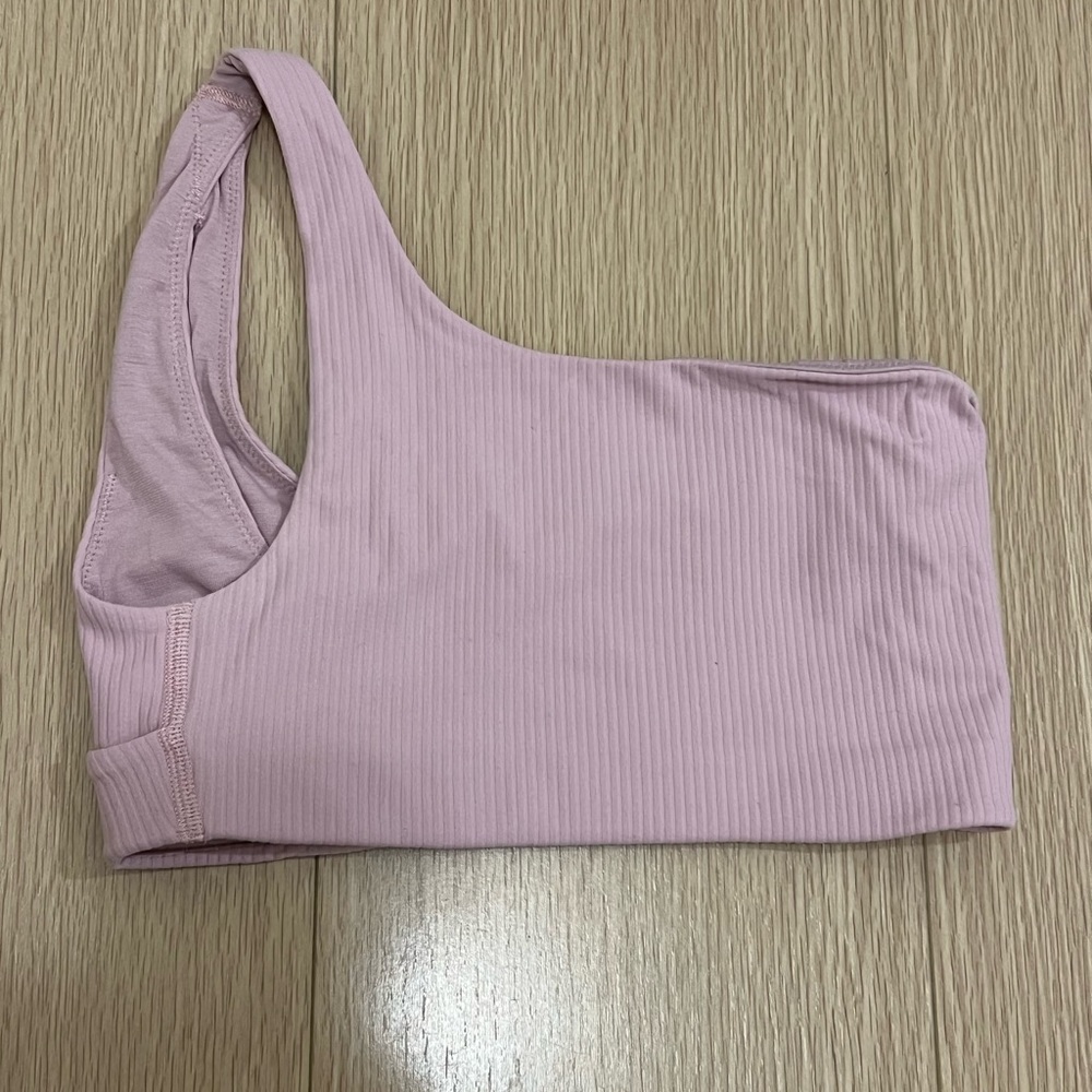 Lululemon pink peony Ribbed Nulu Asymmetrical Yoga Bra